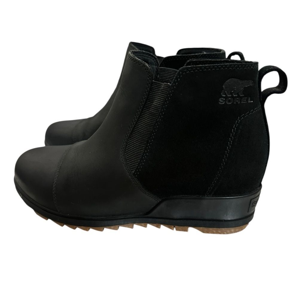 Sorel Evie Pull On Ankle Booties Women’s 9.5 Waterproof Suede Leather Black LNC